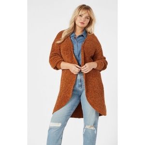 JustFab Rounded Hem Chenille Cardigan